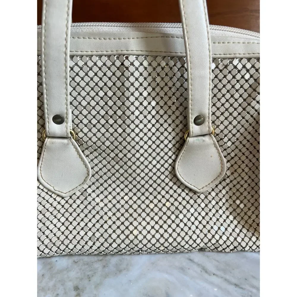 Vintage Whiting & Davis off white mesh Top Handle Bag